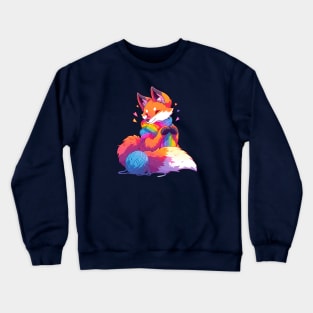 A fox that just finished knitting a nice scarf Crewneck Sweatshirt